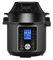 Olla a Presión Eléctrica Multiusos de Acero Inoxidable, Freidora de Aire 2 en 1, sin Aceite, Electrodoméstico de Cocina, Programable