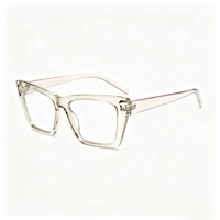 Lunettes anti-lumière bleue rétro carrées œil de chat SM24004 - Monture légère en PC avec verres en résine transparente pour hommes et femmes (6 couleurs)
