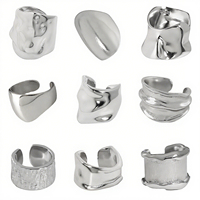 Boucles d'oreilles à clip double couche ajustables pour femmes, en argent sterling 925, géométriques irrégulières, bijoux fins personnalisés