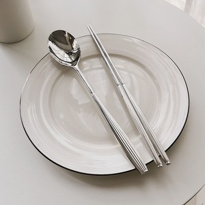 Wenasi Korean Stainless Steel Tableware Set Wheat Straw Bamboo Spoon Fork Chopsticks Gift Tableware 4-piece Set (fork Spoon Chopsticks Box - View #6