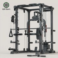 Máquina Smith Multifunción Todo en Uno, Equipo de Gimnasio Comercial para el Hogar, Soporte para Sentadillas con Torre de Poleas Doble