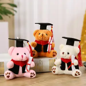 12cm wisuda boneka beruang gantungan kunci Plushie Mini ukuran tas liontin boneka beruang Teddy mainan mewah untuk perayaan wisuda