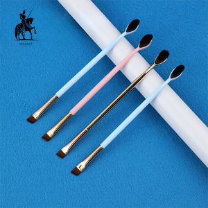 Pinceau à sourcils double tête, à dents plates et angulées, avec manche plaqué, pour eye-liner et sourcils - Product Image 1