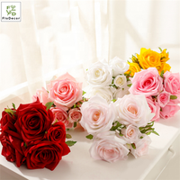 Hoge Kwaliteit Kunstzijde Real Touch Rose Bloemen Boeket Latex Gecoat Faux Wedding Party Verjaardag Decoratieve Bloem Showroom