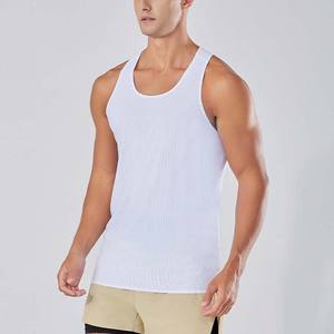 Débardeur de sport pour homme en maille polyester, sans manches, pour la course et l'entraînement, en spandex côtelé - Product Image 3