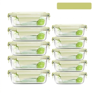 Juego de Utensilios de Cocina Rectangulares de Vidrio Borosilicato, Resistentes al Calor, Aptos <span class=keywords><strong>para</strong></span> Microondas, Aptos <span class=keywords><strong>para</strong></span> Lavavajillas, Libres de BPA, Ecológicos, Herméticos - Product Image 6