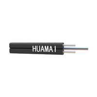 Kabel Fiber Optik Huamai FTTH GJYXCH-1B6a1 G657A LSZH 1 Core Biru Tahan Api Kawat Baja Galvanis Tipe Flat Self-supporting