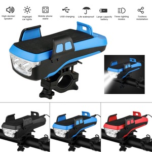 Support de téléphone 4 en 1, 400 Lumen, 4 en 1, chargeur USB, avec 2 LED, batterie d'alimentation, <span class=keywords><strong>klaxon</strong></span> électrique, feu avant de <span class=keywords><strong>vélo</strong></span> - Product Image 2