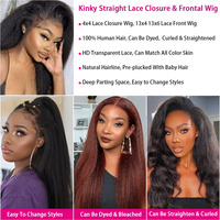 Perruque de cheveux humains brésiliens 360 Full Lace Frontal, Lace Front HD transparente 13x6, texture Kinky Straight, cheveux vietnamiens bruts, pas chère