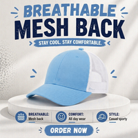 Topi Trucker Gaya Baseball Kasual Pantai Musim Panas, Ringan, Berbahan Jaring, Bernapas, dengan Kancing Belakang