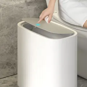 MINGQIオフィスキッチンリビングルームプラスチック長方形バスルームベッドルーム狭い家庭用ゴミ箱12L15L