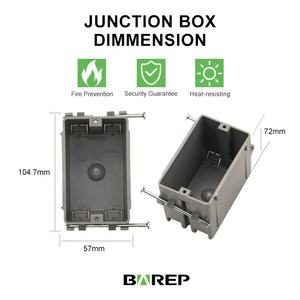 Barep New Work ETL Us Standard PVC Single Gang Plastic Electrical Electric <strong>Switch</strong> Terminal Junction <strong>Box</strong> For Socket <strong>Switch</strong> - Product Image 2