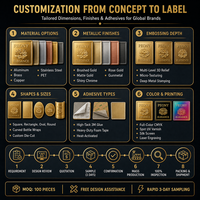 Étiquette holographique 3D personnalisée en aluminium brossé doré, plaque signalétique autocollante, imperméable, pour flacon de soin de la peau ou de parfum