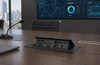 Boîtier de connectivité AV escamotable pour table de conférence, avec prises d'alimentation et de données, pour bureau de salle de contrôle