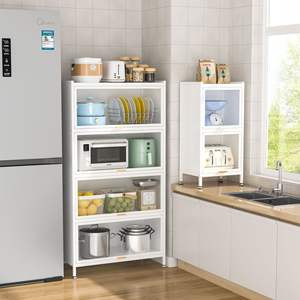 ชั้นวางของในครัวแบบทันสมัย ตู้โลหะหลายชั้น ความจุขนาดใหญ่ สำหรับเครื่องใช้ไฟฟ้าและจานชามในพื้นที่ครัว - Product Image 5