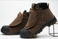 L611-1 ZG Marque Cuir de Vache Semelle en Caoutchouc Chaussures de Sécurité pour Mine avec Protection Métatarsienne, Embout Composite Pénétration Soudeur Marron