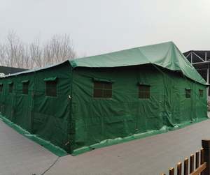 Custom Army-green Canvas Double Layer One Bedroom Wall Tent 100 Persons Durable <b>Frame</b> Four-season All Weather 3000mm - Product Image 6