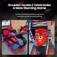 Simulateur de course d'arcade à monnayeur, console de jeu moto deux joueurs, construction métallique, prise en charge de l'anglais, divertissement de conduite