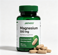 Comprimés de magnésium 500 mg JAYHOO OEM/ODM |   Complément de magnésium haute puissance pour la santé des os et des muscles chez l'adulte, 200 comprimés, 1 comprimé par dose
