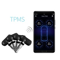 Sistem Pemantau Tekanan Ban Mobil Sensor Terintegrasi Anti-maling Tahan Air Ble Car TPMS untuk Android IOS, dengan 4 Sensor Internal
