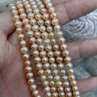 Perles d'eau douce naturelles semi-finies, presque rondes, de 5-6 mm, percées sur le côté, pour la création de bijoux DIY