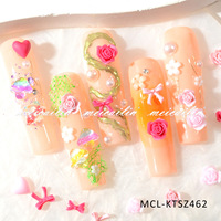 Accessoires pour ongles Saint-Valentin : Mini nœuds 3D mignons en résine, 6 compartiments, cœurs polyvalents, roses pour nail art