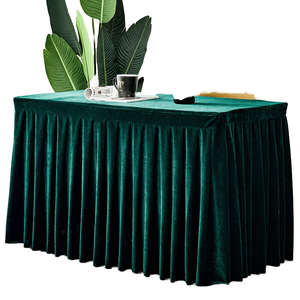 Elegant Green Velvet Square <b>Tablecloth</b> Plain Dyed Wrinkle Free Banquet Use - Product Image 1