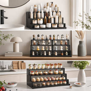 Espositore Personalizzato a 3 Livelli in Acrilico Nero, Supporto a Gradini <span class=keywords><strong>per</strong></span> Profumi, Cupcake, Statuette, Organizzatore da Banco <span class=keywords><strong>per</strong></span> Negozi - Product Image 3