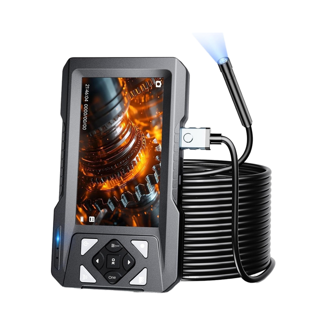 Microlong ES01 4.3" Industrial Endoscope Borescope Camera 1920P [Photo/Video] IP67 Waterproof 6 LED Lights 16.5FT Semi-Rigid 3X