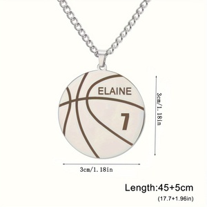 Collana da basket personalizzata con incisione nome, regalo <span class=keywords><strong>per</strong></span> donne, uomini, ragazzi, bambini, papà, in acciaio inossidabile, sportivo - Product Image 3