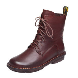 Botines de Piel Auténtica Estilo Étnico Retro para Otoño o Invierno, con Cierre Lateral, Cordones, Suela Suave y Forro de Algodón - Product Image 5