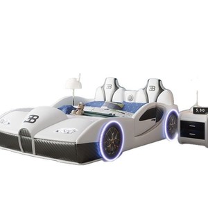 Cama <span class=keywords><strong>de</strong></span> coche fresca para niños con barandilla Diseño <span class=keywords><strong>de</strong></span> dibujos animados <span class=keywords><strong>Madera</strong></span> Convertible Ajustable Cómoda Cama individual/Doble - Product Image 3