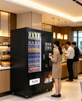 Distributeur automatique de boissons et de collations vertical commercial 2 en 1, système de paiement multiple, écran tactile