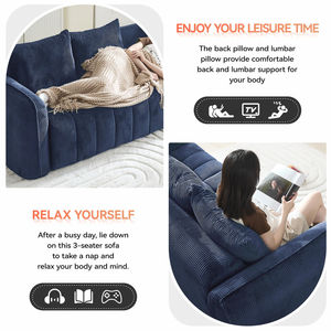 Nouveau canapé sectionnel contemporain pour salon de villa, revêtement en velours, design gain de place, aucun assemblage requis - Product Image 5