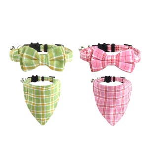 Ensemble collier à carreaux pour chat avec nœud papillon et bandana, boucle réglable, pour petits chats, toutes saisons, style classique - Product Image 1