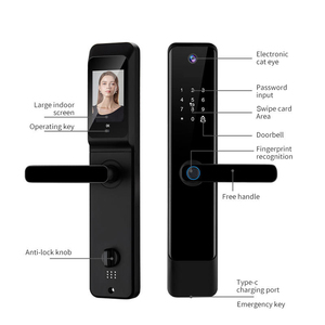 Sonnette électronique de luxe pour la maison, clé carte, biométrie AI, empreinte digitale, serrure de porte intelligente TTLock Tuya <span class=keywords><strong>avec</strong></span> caméra de reconnaissance faciale 3D - Product Image 5