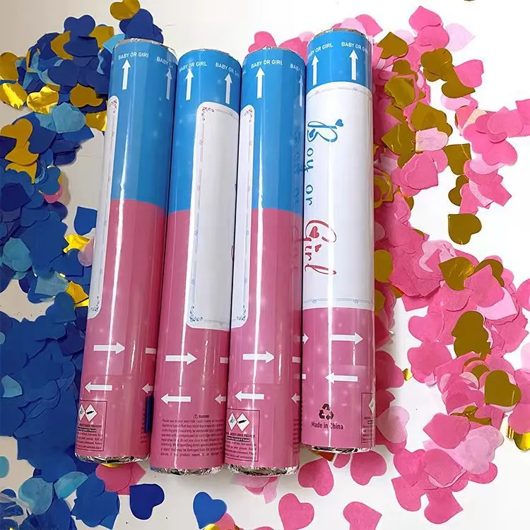 Jongen Of Meisje Geslacht Onthult Roze Blauwe Confetti Kanon Geslacht Onthullen Feestartikelen Popper Hartvorm Confetti Sticks Kanon Kd286