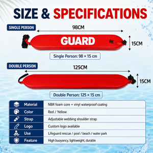 Tubo di salvataggio NBR per bagnini, boa galleggiante impermeabile con cinturino regolabile per piscina, spiaggia e salvataggio in acqua - Product Image 4