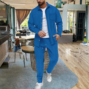 เสื้อแขนยาววาฟเฟิลแบบมีกระดุมสำหรับผู้ชายเสื้อถักกางเกงระบายอากาศได้ดีสำหรับฤดูใบไม้ร่วง - Product Image 2