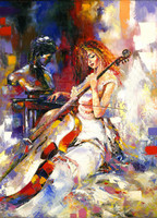 Femme moderne abstraite jouant du violon affiches d'art mural et impressions toile peinture image pour salon décoration de la maison