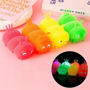 Jincan Novelty Light Toy Hot Selling Unisex Flash Vent Elastic Ball Caterpillar Design Square Squeeze Plastic Toys for Kids - Product Image 2