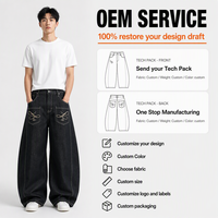 Jean ample à jambe large pour homme, délavage moyen, style vintage, coupe décontractée, pantalon streetwear