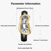 Nouvelle Montre Homme de Créateur Vintage Or Fondu Effet Dali Luxe Forme Irrégulière Chiffres Romains Abstraite Déformée Courbée