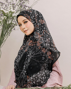 Malaisie Prêt à Porter Khimar Georgette Hijab Châles Imprimé Semi Instantané en Mousseline de Soie Hijab pour les Femmes - Product Image 5
