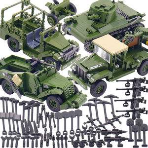 Ensemble de blocs de construction de chars à l'échelle 1/35 Ww2 Us Army Landing Vehicle Set Véhicule militaire 4x4 Camions blindés Jouet pour enfant - Product Image 1