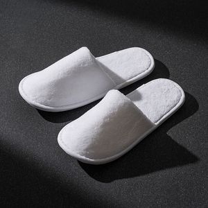 Zapatillas de <span class=keywords><strong>hotel</strong></span> de algodón 100% ecológicas biodegradables desechables blancas personalizadas - Product Image 5