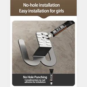 <strong>Wall</strong> <strong>Mounted</strong> <strong>Shoe</strong> Rack Slipper <strong>Storage</strong> Organizer Hanger Multifunctional Non Perforated <strong>Storage</strong> Hook Door Slipper Hanger - Product Image 6