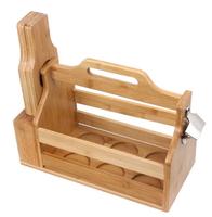 Support à bouteilles moderne en bambou avec ouvre-bouteille et planches d'échantillonnage, porte-boissons multifonction pour bière