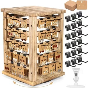 Wooden Jewelry Rack 5 Tier Desktop Storage Display Stand For Earrings <b>Necklaces</b> Jewelry Organization - Product Image 5