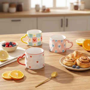 Taza de Cerámica de Porcelana de Gran Capacidad con Forma de Corazón, Taza de Café Extra Grande para Latte, Cappuccino, Desayuno, Smoothie, Apta para Microondas - Product Image 1